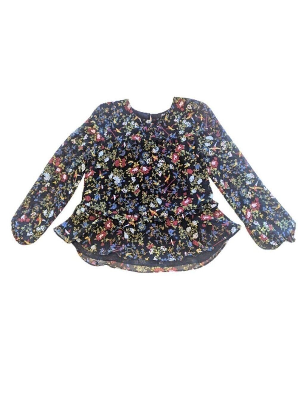 Madewell Floral Peplum Blouse Size Small Long Sleeves